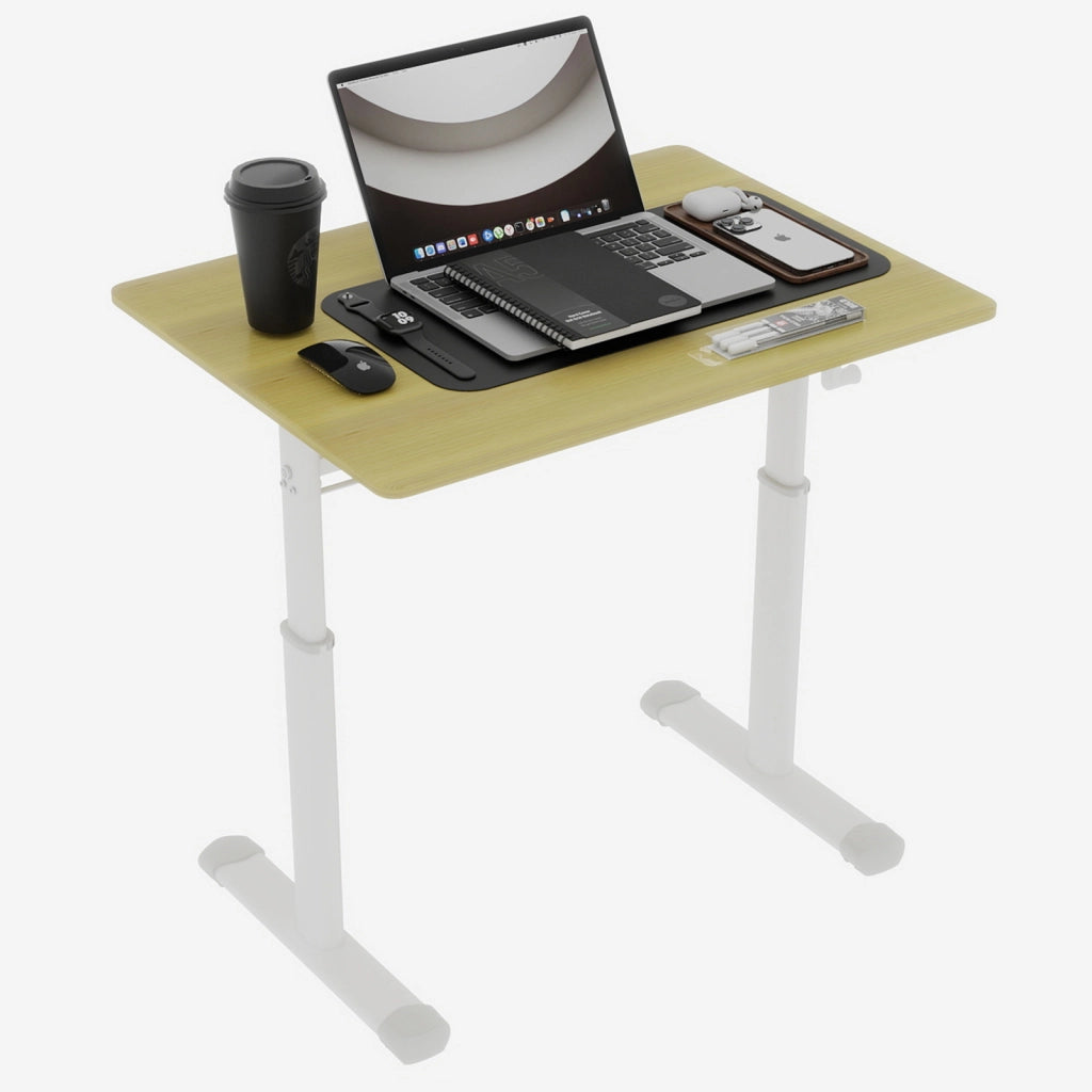 Scrivania regolabile con manovella - per studio e ufficio - in metallo e legno - colore legno