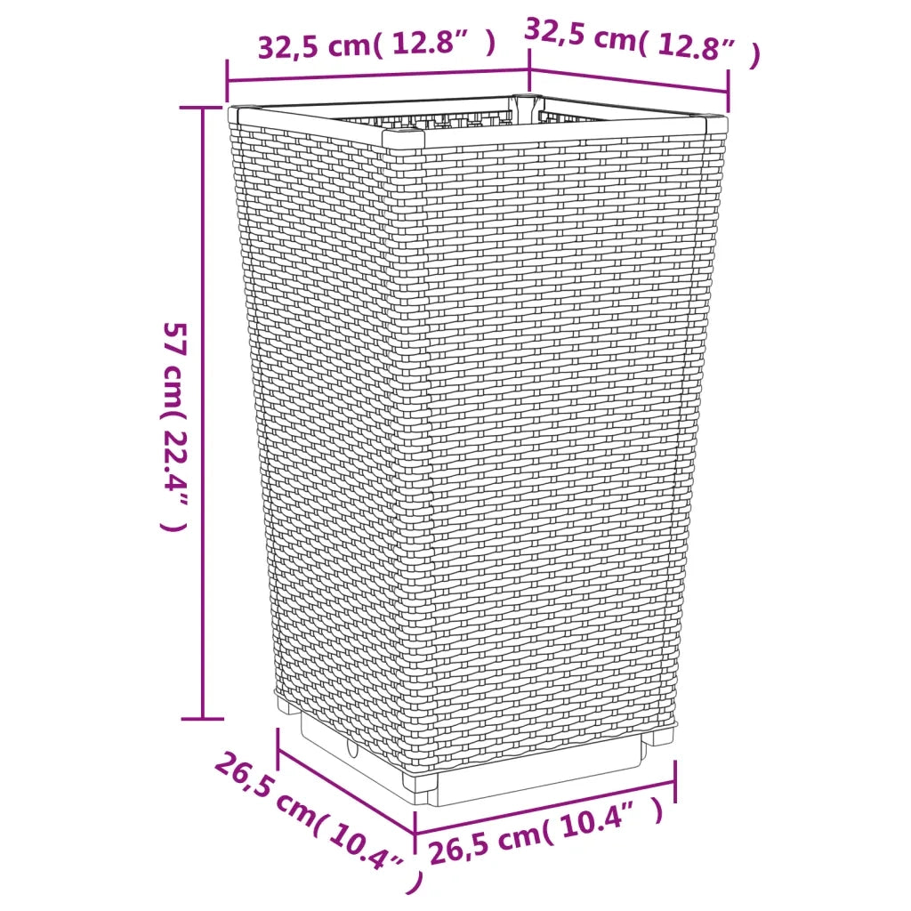 Fioriere da Giardino 2 pz Marrone 32,5x32,5x57 cm in PP 367850