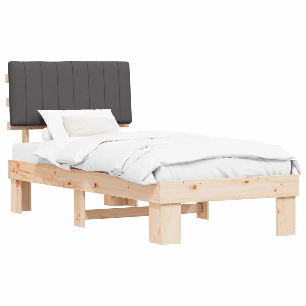 Letto con Testiera Rivestita Grigio scuro 90 x 200 cm