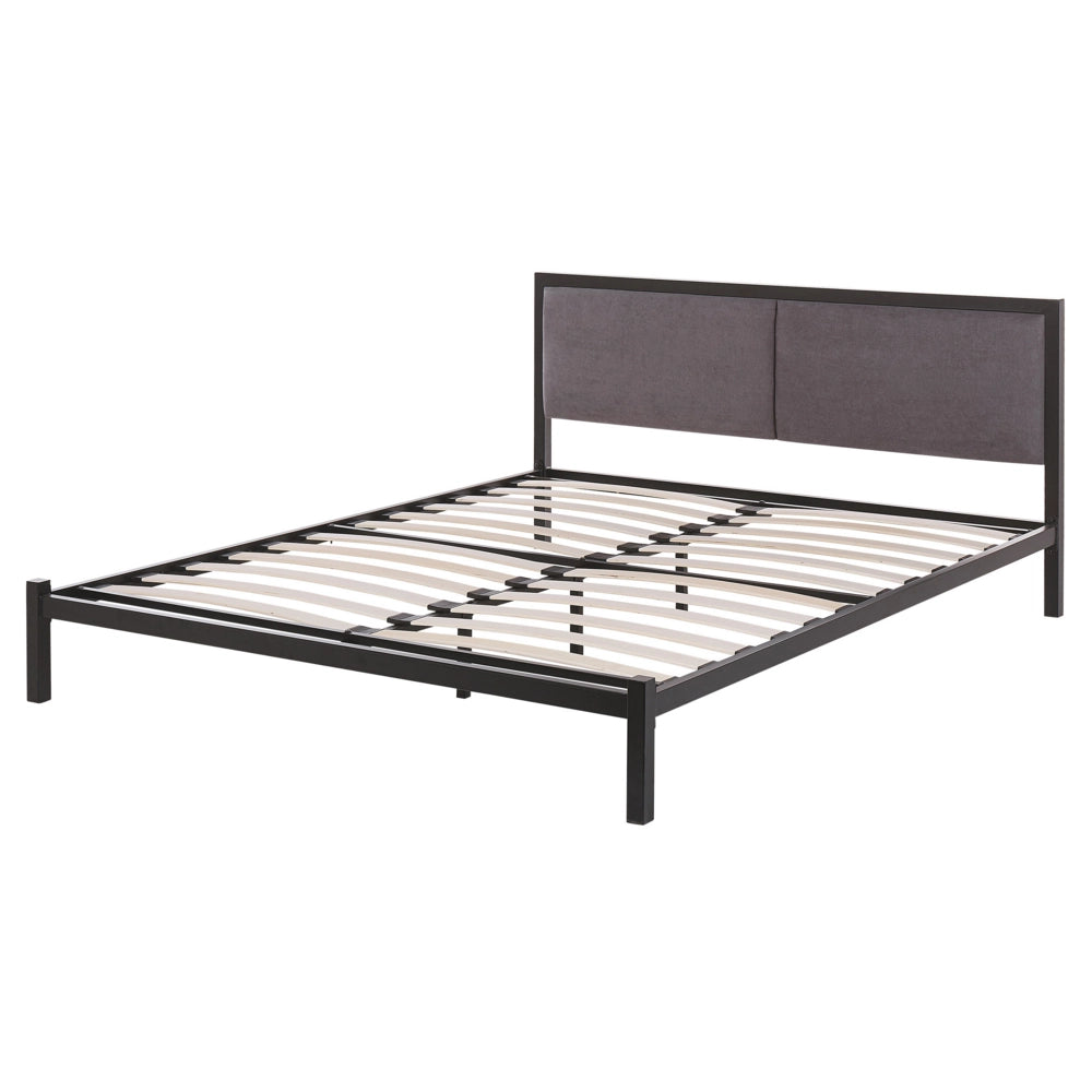 Struttura del letto in metallo Nero e Grigio 160 x 200 cm imbottita a doghe minimalista