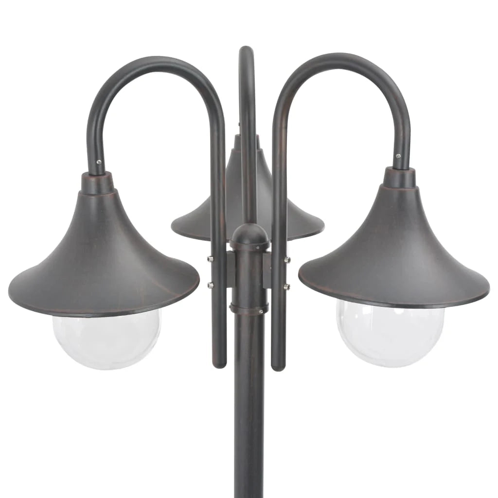 Lampada da terra da giardino E27 220 cm alluminio 3 lanterne marrone bronzo 02_0042541