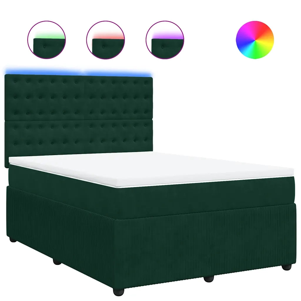 Giroletto a Molle con Materasso Verde Scuro 140x190 cm Velluto 3294649