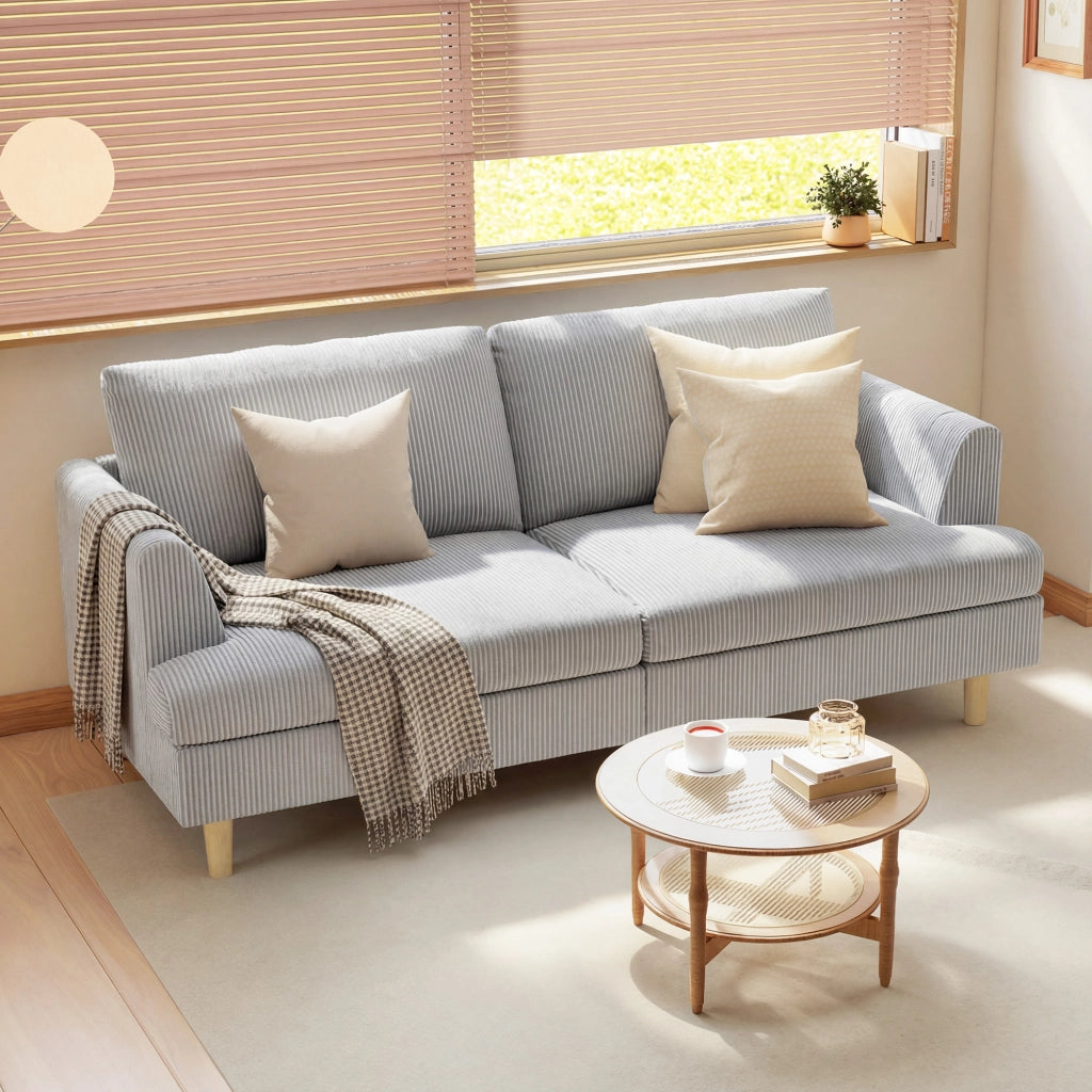 Divano 3 posti con braccioli ¨C zephmum ¨C Tessuto grigio chiaro