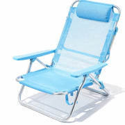 Spiaggina Reclinabile Da Mare Con Poggiatesta Imbottito Sedia Pieghevole Trasformabile In Lettino Per Campeggio Spiaggia Relax Outdoor 53 x 62 x 77 Cm Azzurro