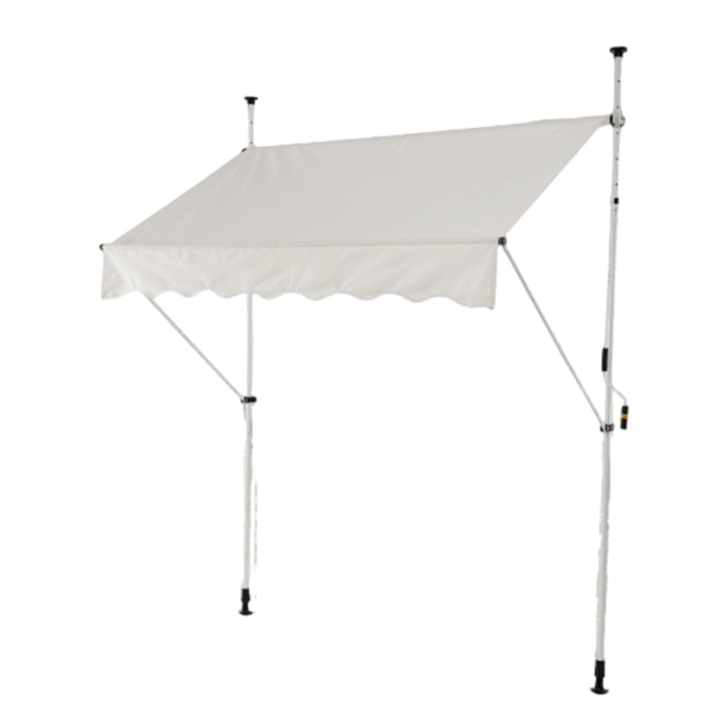 Tenda da sole regolabile per esterni senza foratura con manovella, Tenda da sole e giardino 200 x 210-300 cm Beige-Tende parasole