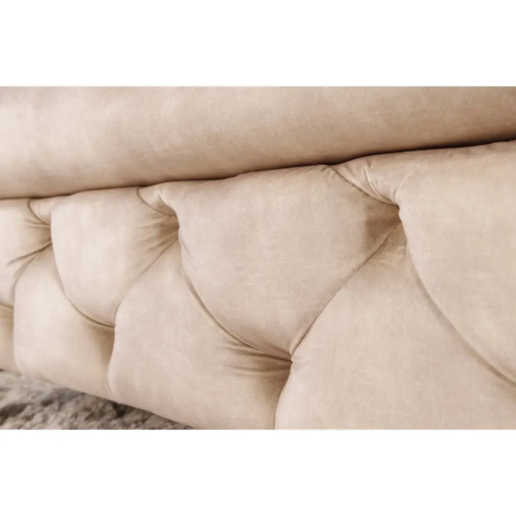 Pouf VELENA champagne – Pouf barocco in velluto con piedi in metallo neri