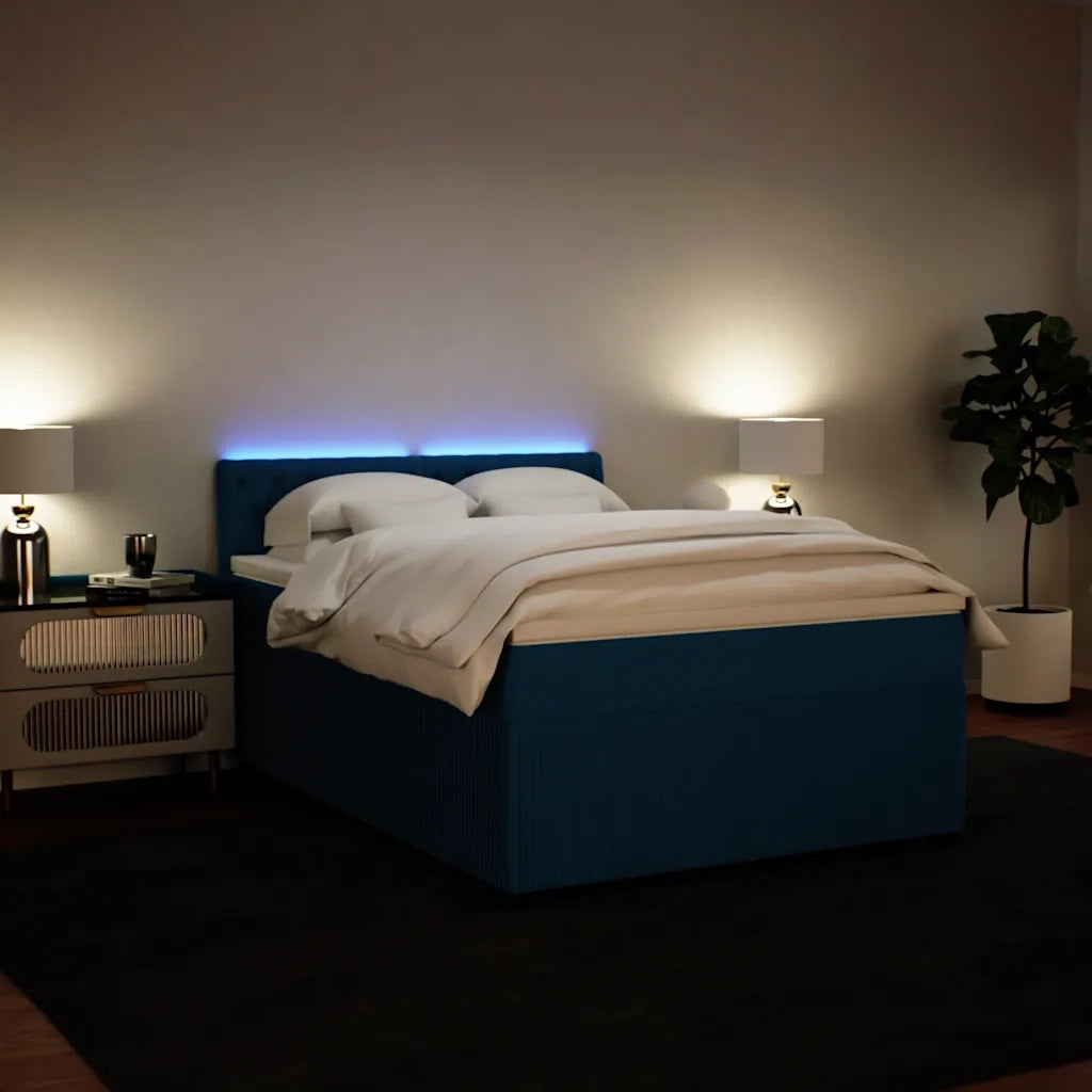 Giroletto a Molle con Materasso Blu 140x200 cm in Velluto