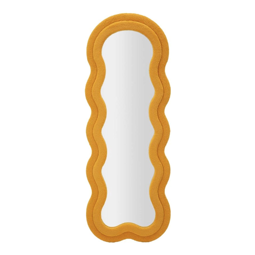 Specchio Bottarone, Specchiera, Articolo d'arredo a muro, Decorazione con specchio, 40x4 h160 cm, Ocra
