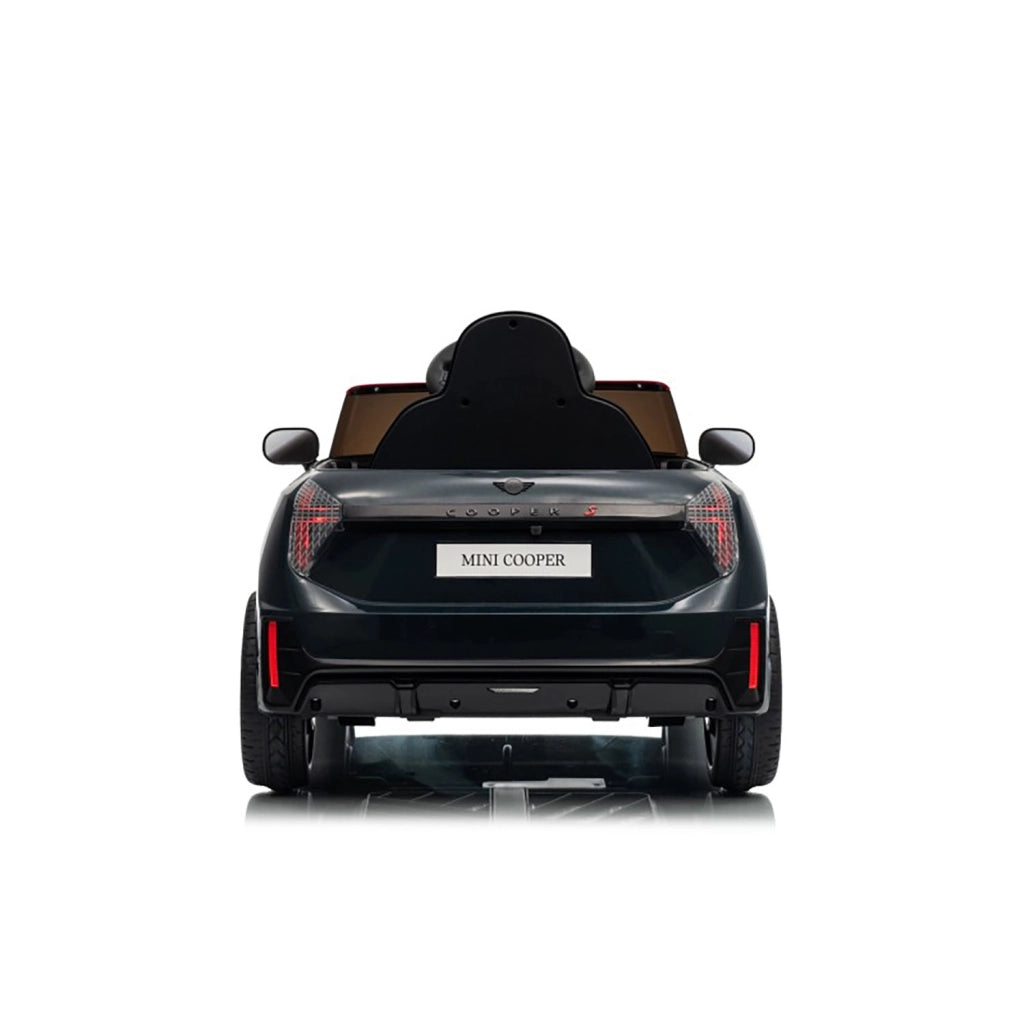 Macchina Elettrica per Bambini Licenza Ufficiale Mini Cooper S Cabrio 12V Sedili in Pelle e Telecomando Nero