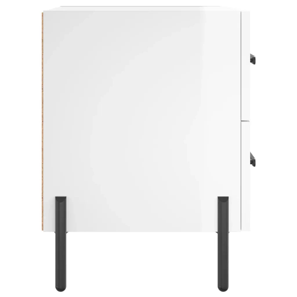 Comodini 2 pz-Set di 2 Tavolino da notte Bianco Lucido 40x35x47,5 cm in Legno Multistrato 386474