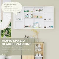 kleankin Armadietto Medicinali a 6 Ripiani con Serratura e 2 Chiavi, in Acciaio, 55x18x60 cm, Bianco