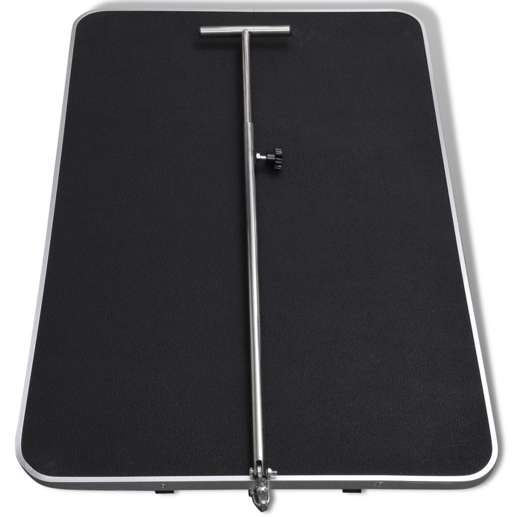 Tavolo per toelettatura cani con superficie antiscivolo regolabile su rotelle nero 3702015