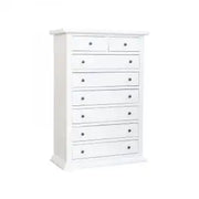 cassettiera settimino Shabby chic in legno laccato bianco 6+2 cassetti