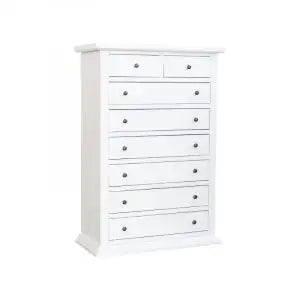 cassettiera settimino Shabby chic in legno laccato bianco 6+2 cassetti