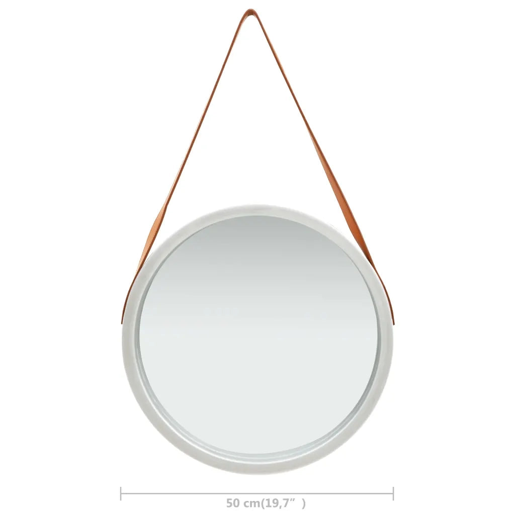 Specchio da Parete con Cinghia-Specchio a Muro-Specchio Decorativo 50 cm Argento