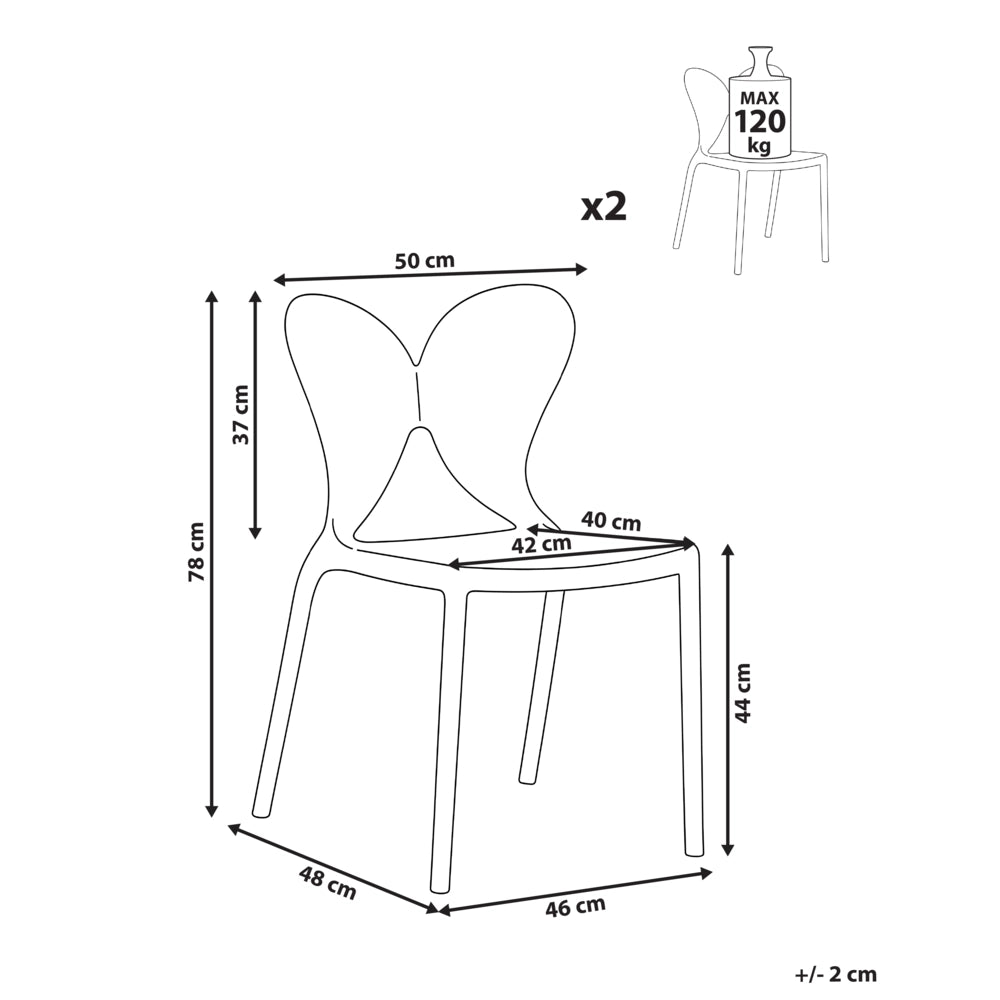 Set di 2 sedie da giardino rosa Materiale sintetico Plastica Interno Esterno Giardino Schienale a farfalla Sala da pranzo Stile moderno minimalista