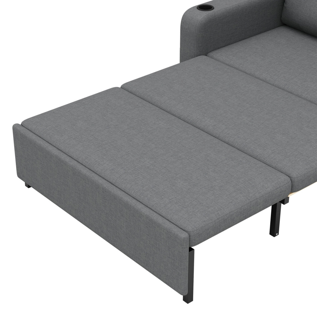 Divano letto 3 in 1 estraibile con USB e Type-C; 131 x 81 x 94 cm; grigio
