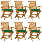Sedie da Giardino con Cuscini Verdi 6 pz in Massello di Teak cod mxl 7186