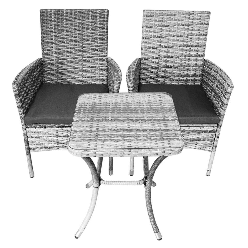 Jardí Set Bistro Giardino Polyrattan 2 Poltroncine Tavolino e Cuscini