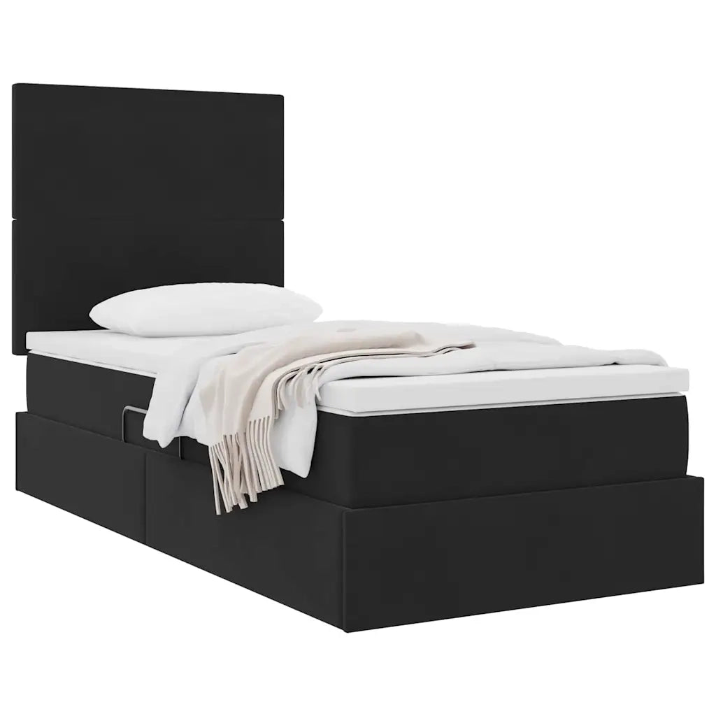 Letto con contenitore e materasso Nero 100 x 200 cm Velluto