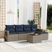 Set Divani da Giardino 6 pz con Cuscini Grigio in Polyrattan 3220100