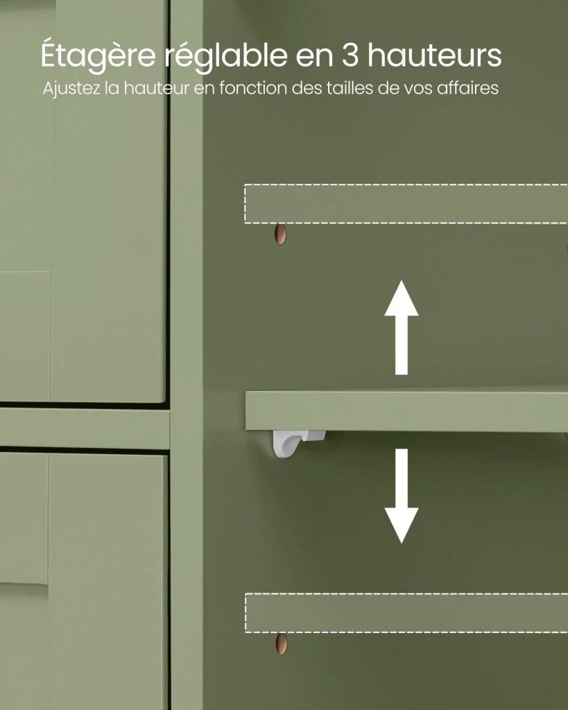 Mobiletto da bagno indipendente mobile contenitore con 4 cassetti 30 x 55 x 82 cm anta singola ripiano regolabile per soggiorno cucina e corridoio verde 12_0006501