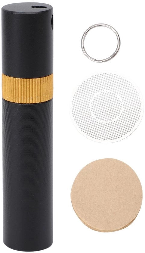 Accessorio per caffè portatile con maniglia in legno - design a rete multifunzionale - leggero - per rimuovere residui di caffè
