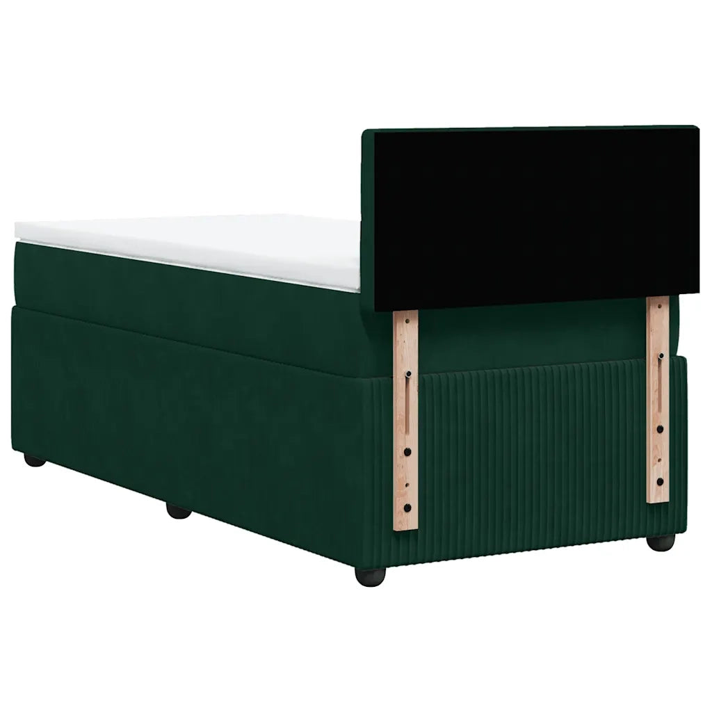 Giroletto a Molle con Materasso Verde Scuro 80x200 cm Velluto