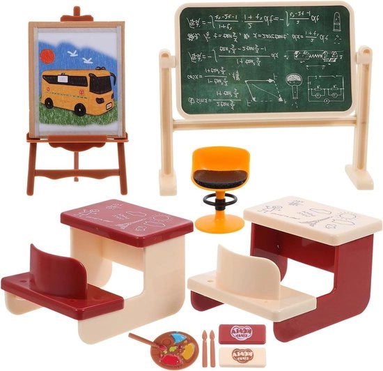 Set di Scrivania Mini per Bambini - Decorazioni per Scrivania Miniatuta - Giocattoli per Bambini - Tavolo di Scuola in Plastica - Accessori per Aula - Decorazione per Scuola Minima 

Modello: Allecto Plus