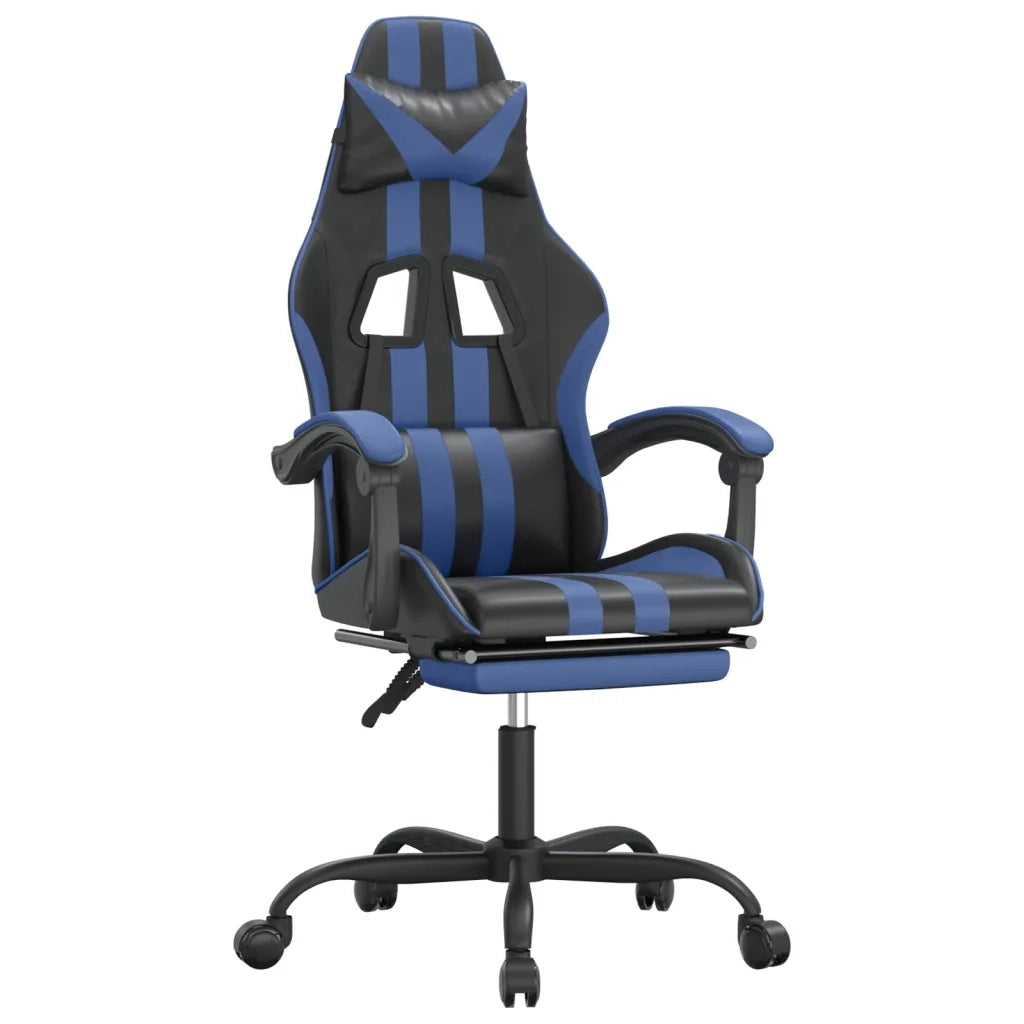 Sedia da Gaming con Poggiapiedi Nero e Blu in Similpelle 3143830