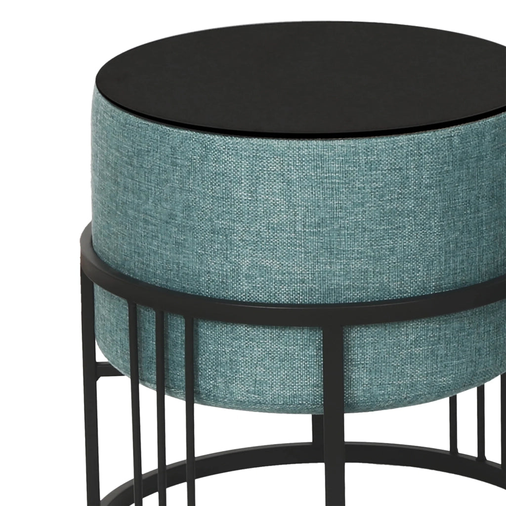 Set di 2 pouf impilabili design moderno e senza tempo multifunzionali rotondi verdi 03_0009696