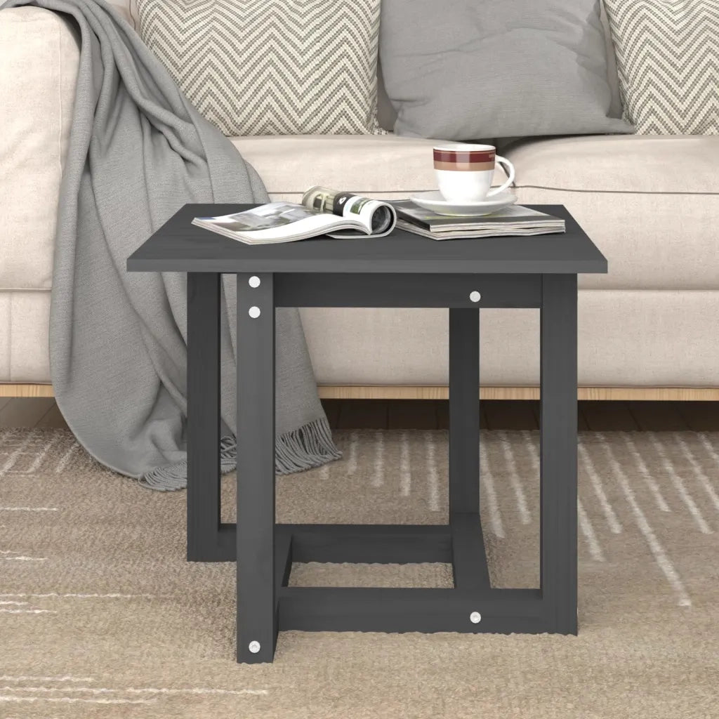 Tavolino da Salotto Grigio 50x50x45 cm Legno Massello di Pino 822174