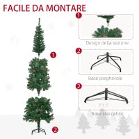 Albero di Natale Alto 195cm Realistico con Pigne Decorative e 556 Rami, Verde