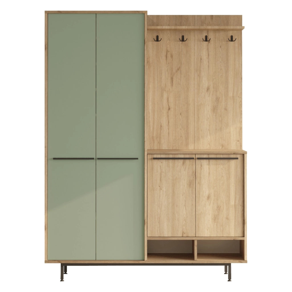 Tignale, Mobile da Ingresso Appendiabiti, 147x36x196h cm Verde Salvia