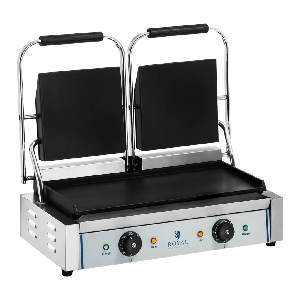 Pressa per panini ghisa smaltata liscia 2 x 1800 watt acciaio inossidabile 14_0002322