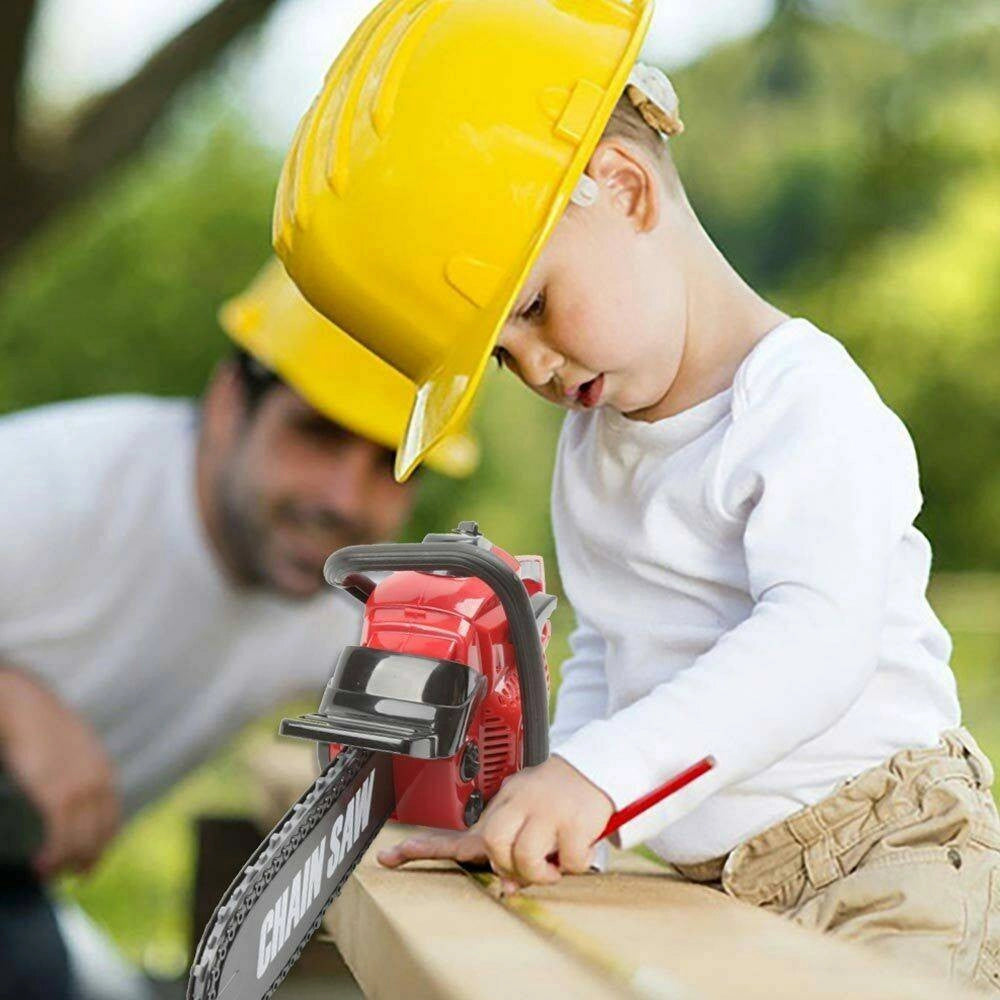Trade Shop - Motosega Giocattolo Per Bambini Sega Elettrica Funzionante Con Suoni Realistici -