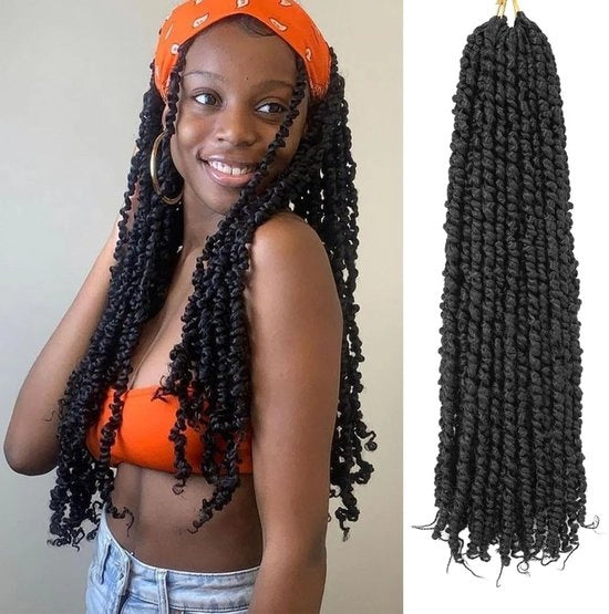 Estensioni capelline a ghigliena 50,8 cm - Twist passion pre-avvolta - 100% fibre sintetiche - 8 confezioni - pre-avvolte - colore naturale nero - estensioni capelli