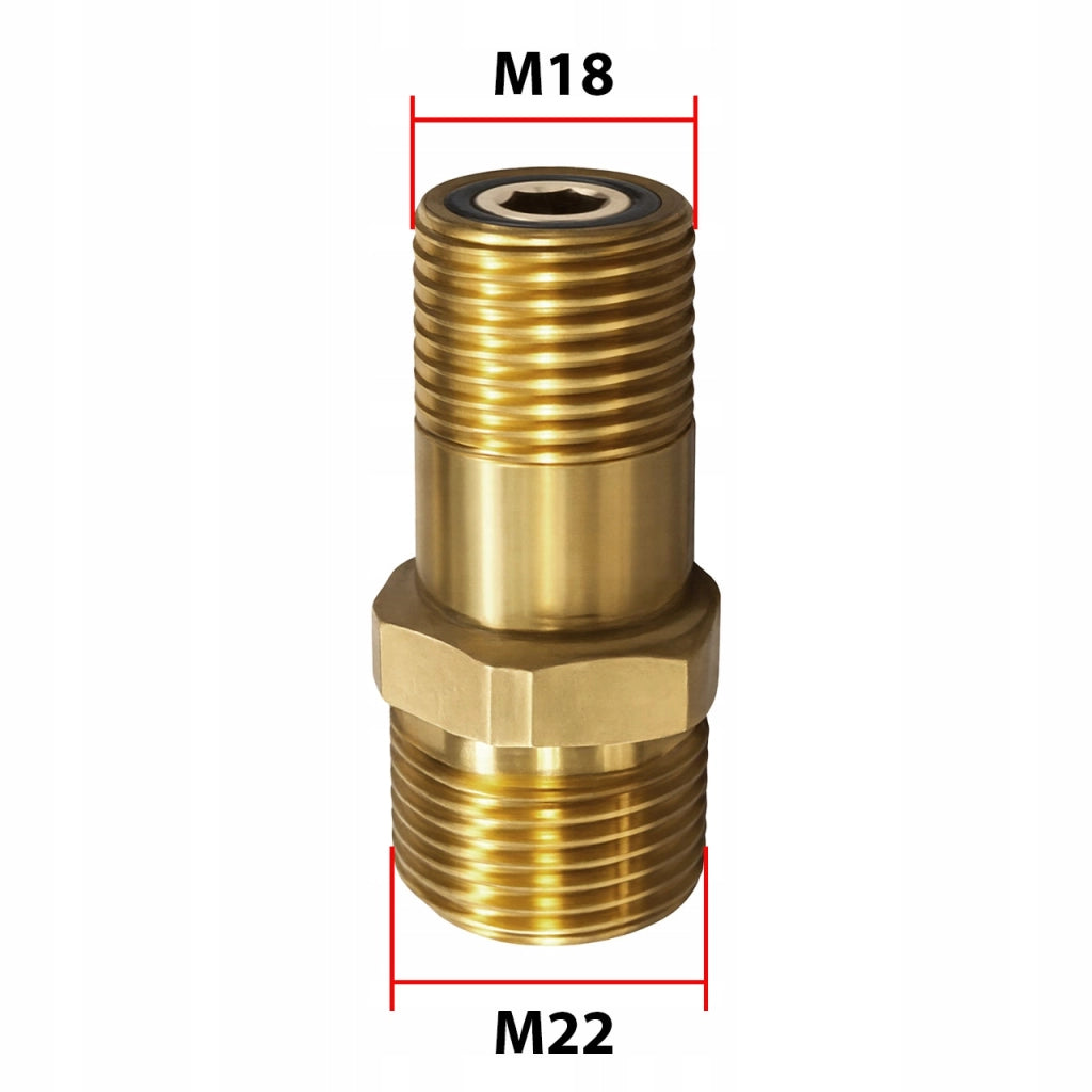 Adattatore Ugello M22 M a M18 – Ottone di Alta Qualità | Compatibile con Idropulitrici Kärcher e Kranzle
