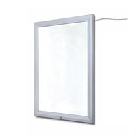 Bacheca con Apertura a Ribalta 70x100 cm in Alluminio Retroilluminata con Led Porta Poster Silver