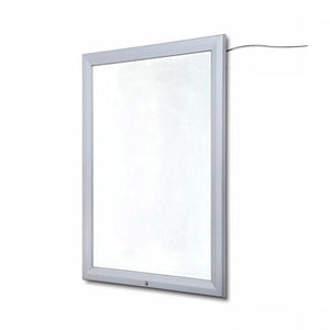 Bacheca con Apertura a Ribalta 70x100 cm in Alluminio Retroilluminata con Led Porta Poster Silver