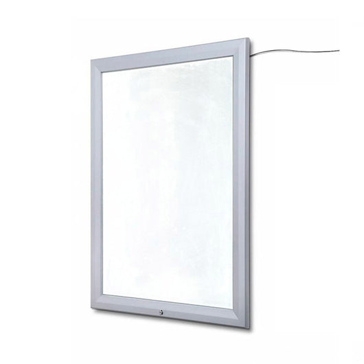 Bacheca con Apertura a Ribalta 70x100 cm in Alluminio Retroilluminata con Led Porta Poster Silver