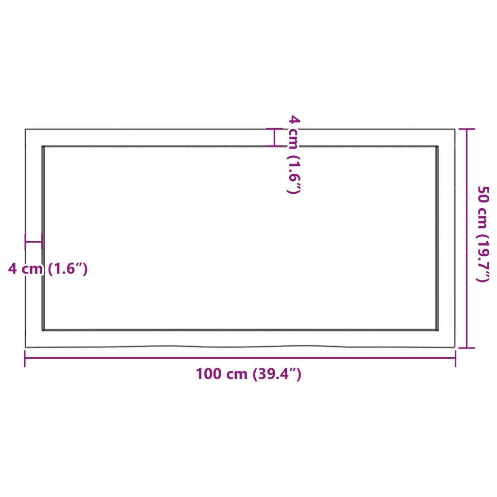 Piano Bagno Marrone 100x50x(2-6) cm Legno Massello Trattato 3156133