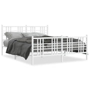 Letto matrimoniale | Letto per adulti | Giroletto con Testiera e Pediera Metallo Bianco 150x200 cm