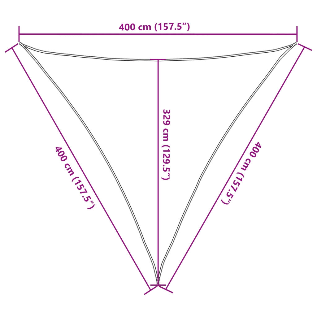 Vela Parasole | Telo Ombra | Vela da ombra 160 g/m2 Bianca 4x4x4 m in HDPE