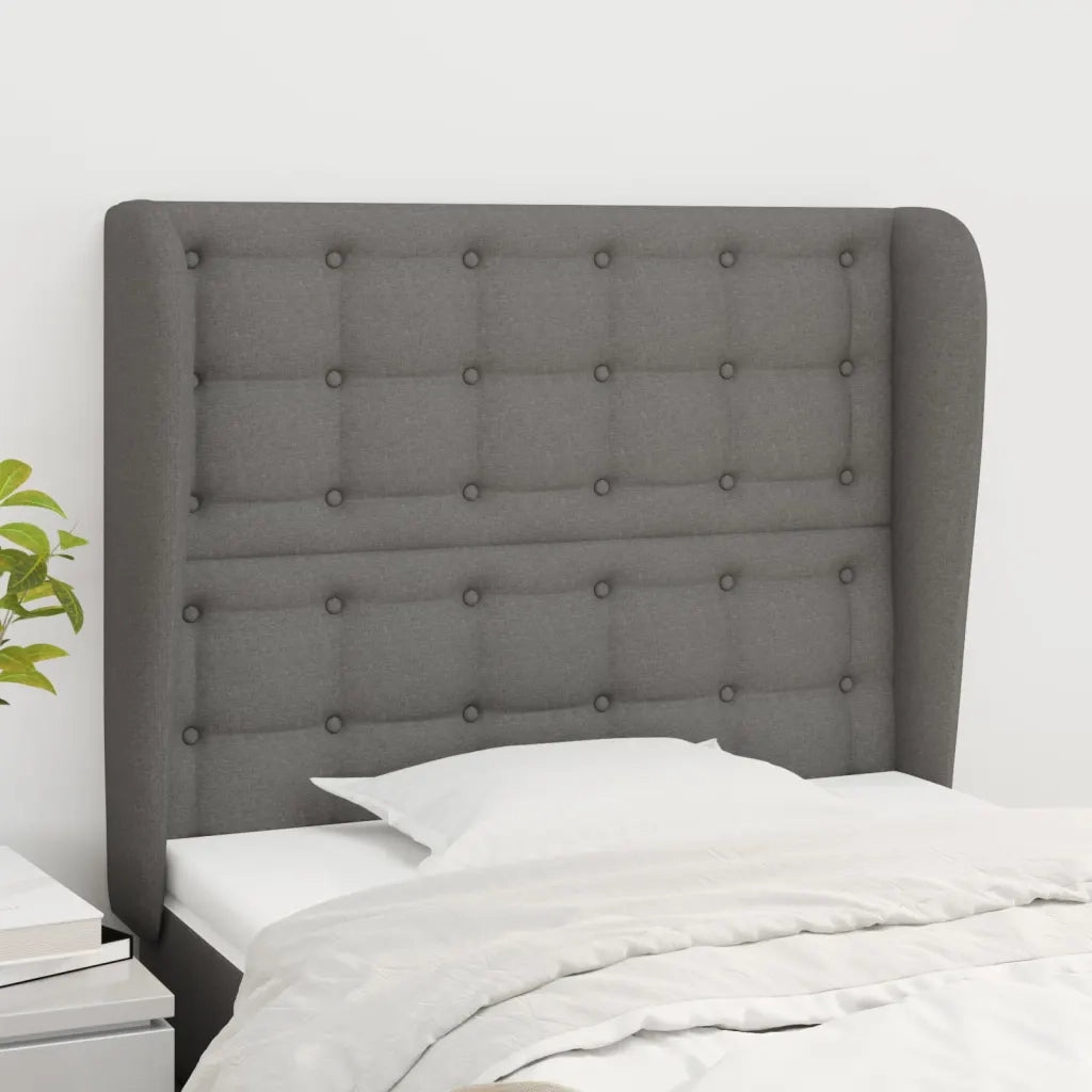 Testiera ad Orecchio-Testata con Orecchie Grigio Scuro 93x23x118/128 cm in Tessuto 919299
