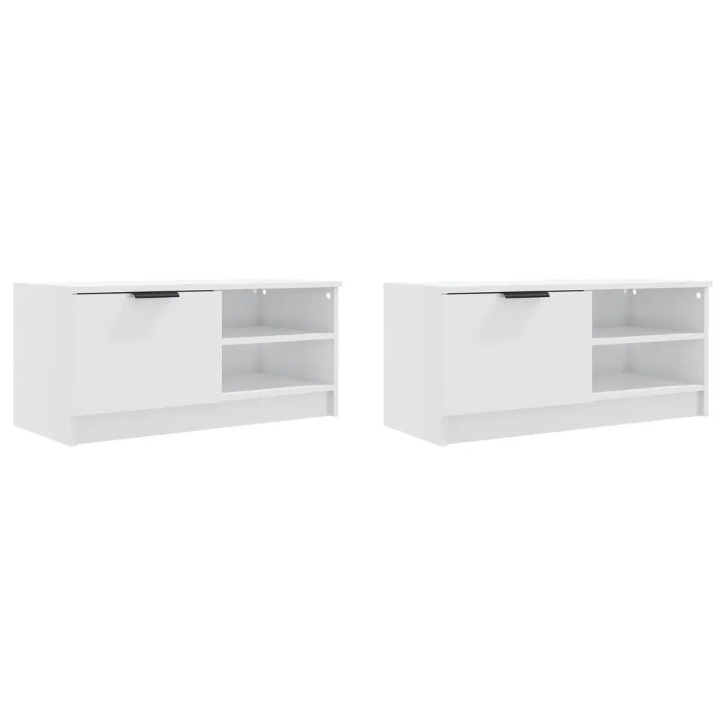 Mobili Porta TV 2pz Bianco Lucido 80x35x45 cm Legno Multistrato 811479