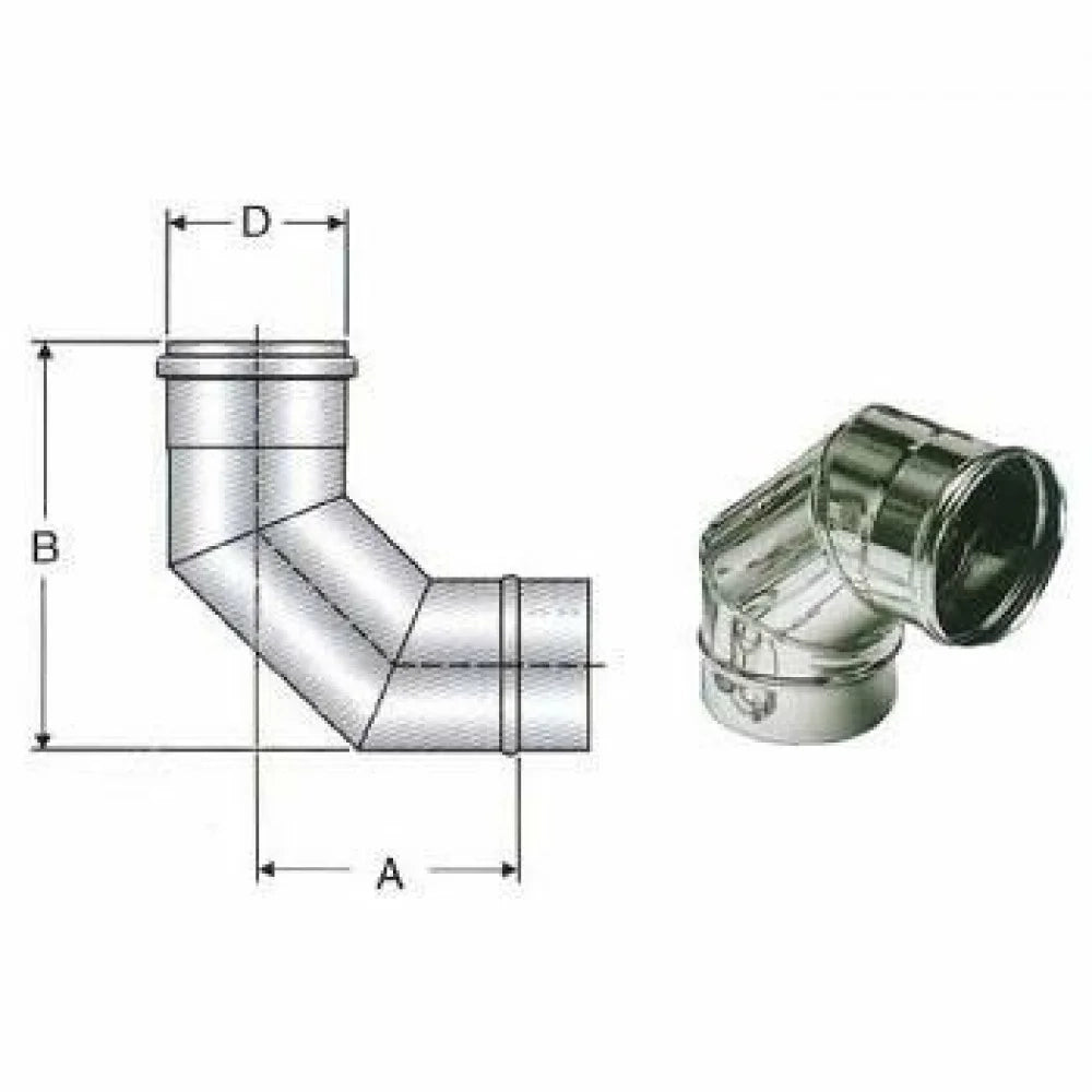 Inox mono parete aisi 316 curva 90 d.250 316l
