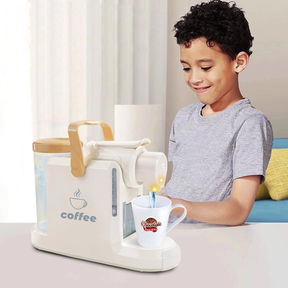 Macchina per Caffè Giocattolo per Bambini Eroga Acqua Gioco Realistico Bianco