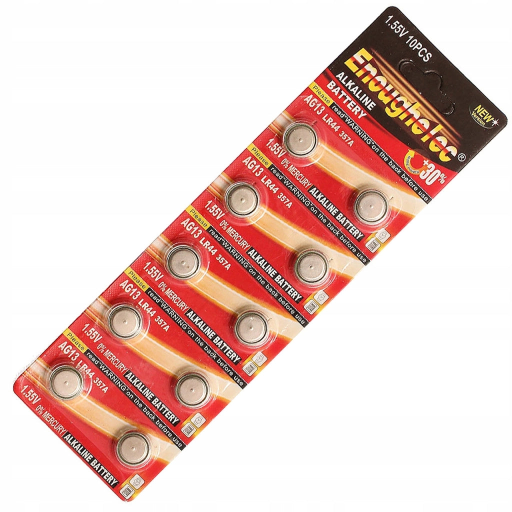 Batterie Alcaline LR44/AG13 1,5V – Set 10 Pezzi | Alta Qualità, Dimensioni 11.6x5.4 mm