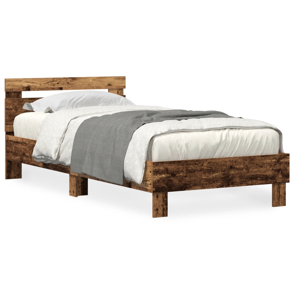 Struttura del letto con luci LED Legno vecchio 75x190 cm Legno ingegnerizzato